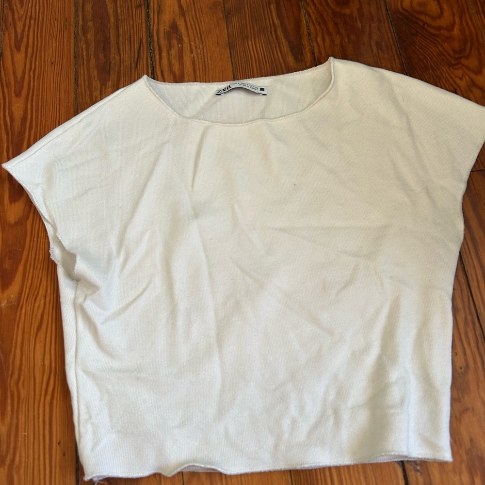 Zara Gray Boxy Cap Sleeve Muscle Tee